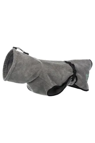 Trixie Hundebademantel aus Frottee S: 40 cm grau - Hunde Bademantel aus hochwertigem Frottee (100% Baumwolle), hält Ihren Hund nach dem Baden warm und trocken. Mit verstellbarem Bauchgurt für perfekten Sitz und einfachem Anziehen dank Druckknöpfen.