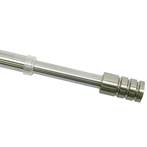 GARDINIA Vitragestange Zylinder, Ausziehbar, Metall-Stange inkl. 2 Schraubhaken, Scheibenstange, Ø 10 mm, Länge 40-65 cm, Edelstahl-Optik