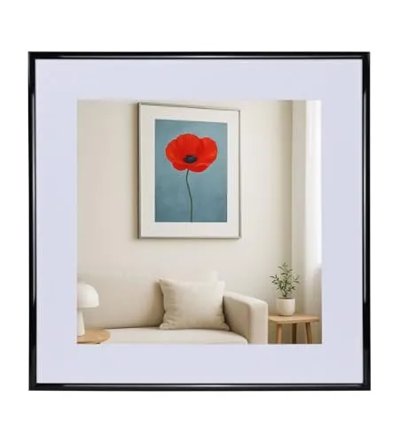 IDEAL TREND New Lifestyle Kunststoff Bilderrahmen mit Passepartout & Klarglas Collage Wanddeko Poster: Farbe: Schwarz | Format: 40x40