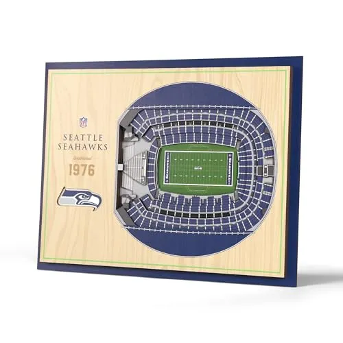YouTheFan NFL StadionViews 3D-Wandkunst Seattle Seahawks, 43 x 33 cm - Handgefertigte 3D-Wandkunst mit einzigartigem Stadion-Design. Ideal für Fans, um ihre Leidenschaft stilvoll zu präsentieren. Perfekt zum Aufhängen oder als Regal-Dekoration.