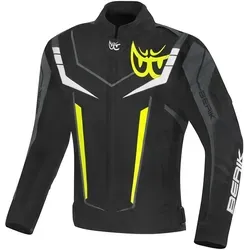 Berik Radic Evo Plus Motorrad Textiljacke Größe 54 - Wasserdichte Motorradjacke in schwarz-grau-weiss-gelb mit atmungsaktivem Innenfutter. Ideal für sicheres Fahren bei jedem Wetter.