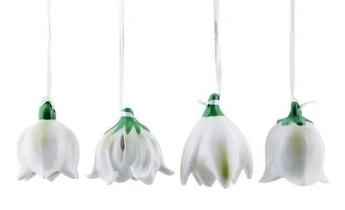 Blumen Glocke Schneeglöckchen Porzellan weiß 4 x 4 x 4,5 cm 4 Stück Deko Hänger