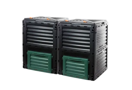 Centi Schnellkomposter 2er-Set, 300 l mit Klappdeckel - Komposter für Gartenabfälle, 2er-Set mit je 300 l Volumen, stabiler Klappdeckel schützt vor Witterung und Gerüchen, ideal für nachhaltige Abfallverwertung.