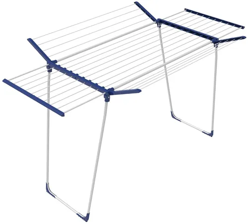BigDean 26 m Teleskop Wäscheständer XXL - Wäscheständer mit 26 m Trockenlänge, ideal für große Wäschemengen. Ausziehbare Teleskopstangen und klappbare Flügel bieten extrem viel Platz und sind platzsparend verstaubar.