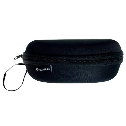 Oramics Hardcase Outdoor Brillenetui Textiletui stoß- und schlagfest in Schwarz 16x6,5x6cm - Hartschalen Brillen Etui Brillenbox hart groß multifunktional mit Reißverschluss zum Anhängen (1 Etui)