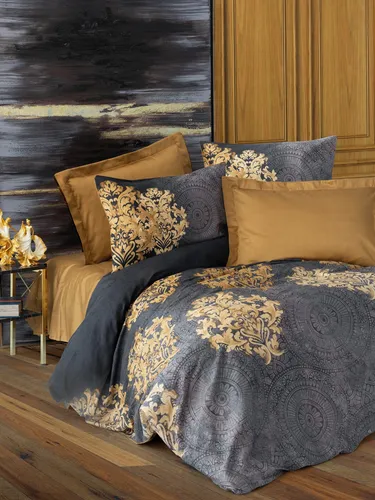 Bettwäsche Set Anthrazit 220x240cm - Bettwäsche Set aus 100% Baumwollsatin, inklusive 1 Bettbezug und 2 Kissenbezügen, pflegeleicht und perfekt für ein modernes Schlafzimmer.