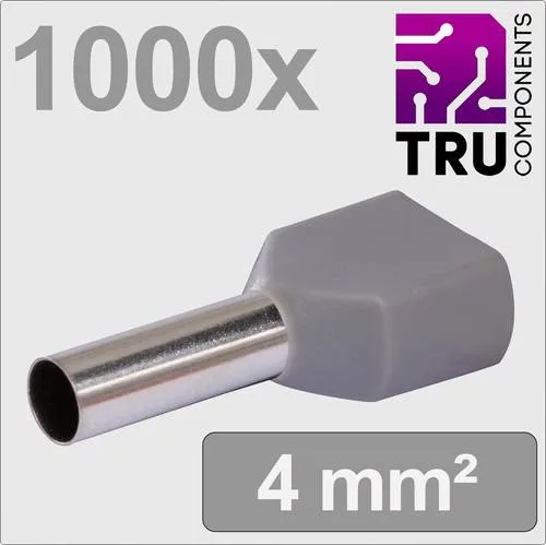 TRU COMPONENTS TC-13377244 Zwillings-Aderendhülse 4mm² Teilisoliert Grau - Aderendhülsen, 1000 Stück, garantieren optimale Crimpverbindungen und sind ideal für Handwerker und Elektroniker. Perfekt für präzise Anwendungen mit passenden Crimpwerkzeugen.