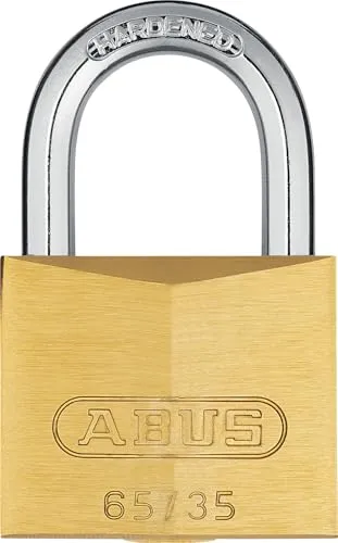 ABUS Vorhängeschloss Messing 65/35 - Kellerschloss, Spindschloss u. v. m.- Schlosskörper aus massivem Messing - gehärteter Stahlbügel - ABUS-Sicherheitslevel 4