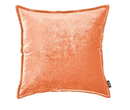DONE Glam Kissenhülle Coral 65x65cm glamouröser Samt Handarbeit Metallic-Effekt schick umlaufende Steppnaht weich Reisverschluss 100% Polyester