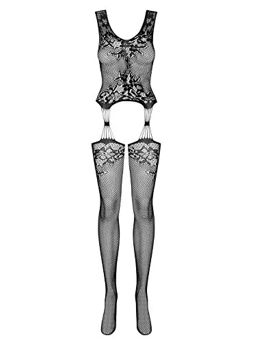 Obsessive Body String-Body mit feiner Spitze - transparent schwarz - Dessous-Bodies mit verführerischer offener Vorderseite und verstellbaren Trägern für die perfekte Passform. Ideal für aufregende Momente zu zweit!