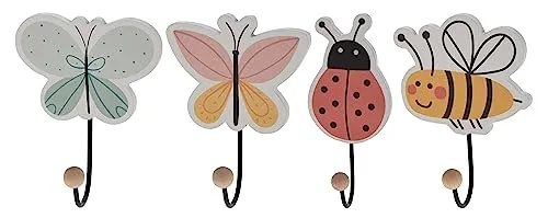 Kinder Kleider Haken Tier Motiv - 4er Set - Holz Handtuch Halter Wand Garderobe