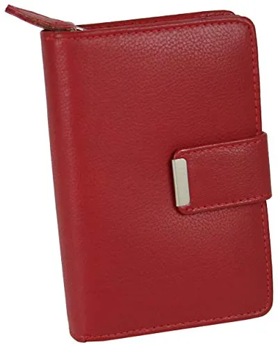 Money Maker Damen Leder Geldbörse - Handlicher Geldbeutel in Rot mit vielen Fächern - Damen-Geldbörse aus hochwertigem Leder, kompakt und praktisch mit 11 Fächern für Karten und Geldscheine, ideal für den Alltag.