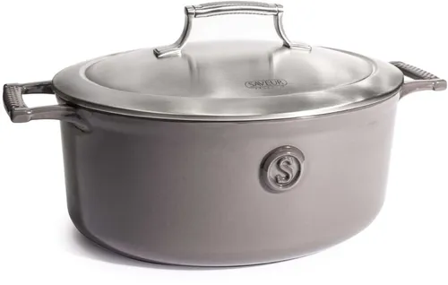 SAVEUR SELECTS Gusseiserner Kochtopf 4.7L, Ø 30 cm - Hochwertiger Kochtopf aus Gusseisen, emailliert und spülmaschinenfest, ideal für alle Herdarten und Backofen bis 260°C, perfekt für gesundes Kochen ohne Anhaften.