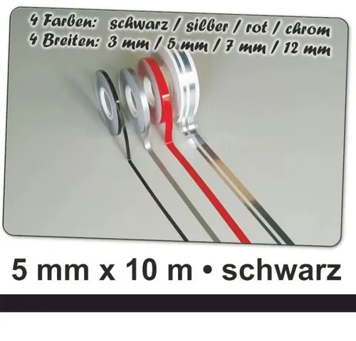 Hermann Schütz Deco-Stripe Auto Zierstreifen 5mm x 10m - Hochwertiger schwarzer Aufkleber für individuelle Fahrzeuggestaltung – ideal für kreative Akzente auf Autos.