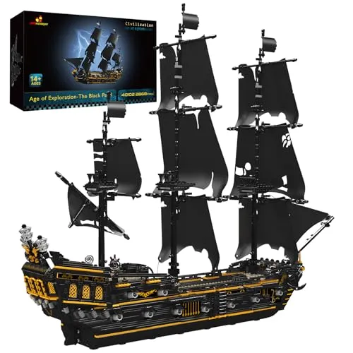 JMBricklayer Piratenschiff-Modellbausätze 40102, Black Pearl Mysterious Toys Kits, Sammelblöcke, Cooles Spielzeug, Geschenke für Jungen, Teenager, Sammler (verbesserte Version, 3180 Teile)