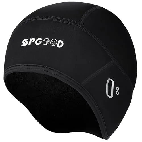 SPGOOD Fahrrad Mütze Radmütze Helm Unterziehmütze Herren/Damen Fahrrad Kappe Sportmütze Laufmütze Bike Warm Cap Winter Winddichte Wintermütze Atmungsaktiv Helmmütze(Schwarz)