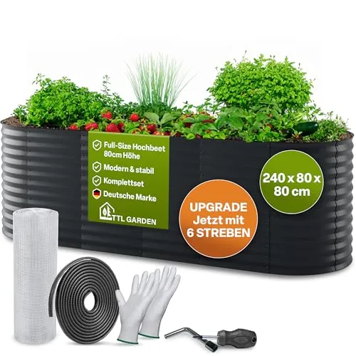 TTL GARDEN 240x80x80cm Elegance L Metall Hochbeet Anthrazit von TTL GARDEN