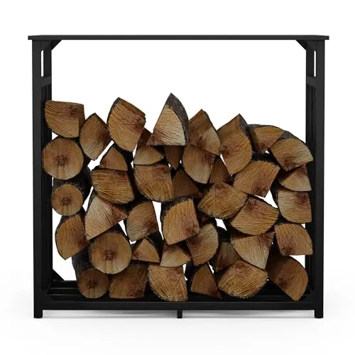 blumfeldt Kaminholzregal Valdivian 185x70x185 cm - Hochwertiges Kaminholzregal für Garten und Indoor mit 4-seitiger Regenschutzabdeckung, bietet sicheren Stauraum für 2,3 m³ Brennholz und schützt vor Feuchtigkeit.