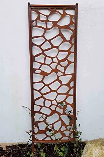 KUHEIGA Edelrost Stele Blume, H: 173cm, Deko-Stele Garten, Sichtschutz Edelrost