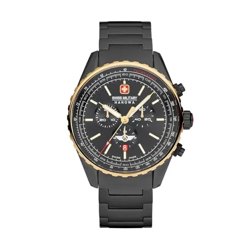 Swiss Military Hanowa Afterburn Chrono Herrenuhr - Armbanduhren für Herren - Swiss Made Chronograph mit Saphirglas, wasserdicht bis 10 Bar und robustem Edelstahlarmband für höchsten Tragekomfort.