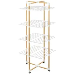 5five Wäscheständer Turm mit 4 Rädern - Praktischer Wäscheständer in Holzoptik mit 40 m Trockenlänge, mobil durch 4 Räder und ideal für platzsparendes Trocknen.