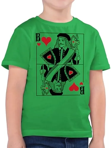 Kinder T-Shirt Jungen - & Fasching - M Aufdruck - 128 (7/8 Jahre) - Grün