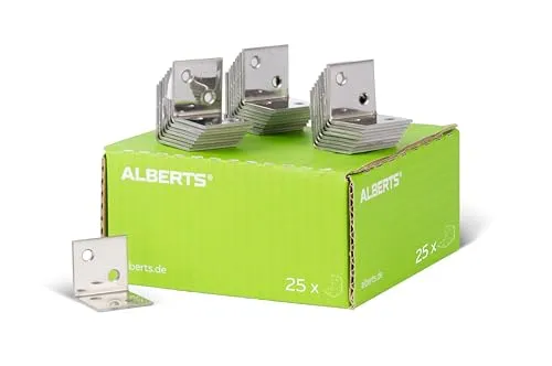 Alberts 25x Breitwinkel Winkelverbinder aus Edelstahl - Winkel & Holzverbinder, 25 hochwertige Breitwinkel aus robustem Edelstahl, ideal für stabile Konstruktionen und einfache Montage.