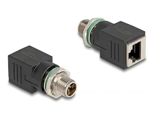 Delock Netzwerkadapter M12 zu RJ-45 - CAT 6a - Splitter, Koppler & Adapter mit 8-poligem M12-Anschluss für schnelle Netzwerkverbindungen, ideal für industrielle Anwendungen und robuste Umgebungen.