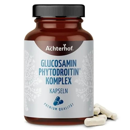 Glucosamin Phytodroitin® Komplex Kapseln | Vegane Gelenkunterstützung mit 60 mg Vitamin C