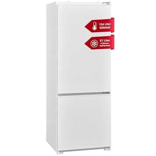 Telefunken Einbaukühlgefrierkombination C-EKG-144-ST-E - Kühlschrank mit Gefrierfach, 211 Liter Gesamtinhalt, energieeffizient mit nur 204 kWh/Jahr und leiser Betrieb bei 38 dB(A), ideal für integrierte Küchen.