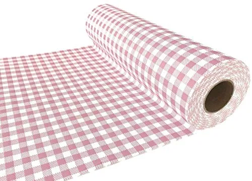 APARTina Airlaid Tischläufer kariert stoffähnlich 33 cm x 20 m - Design Landhaus Altrosa, Tischdeko 1 Stück, Tischdecke auf Rolle Mitteldecke