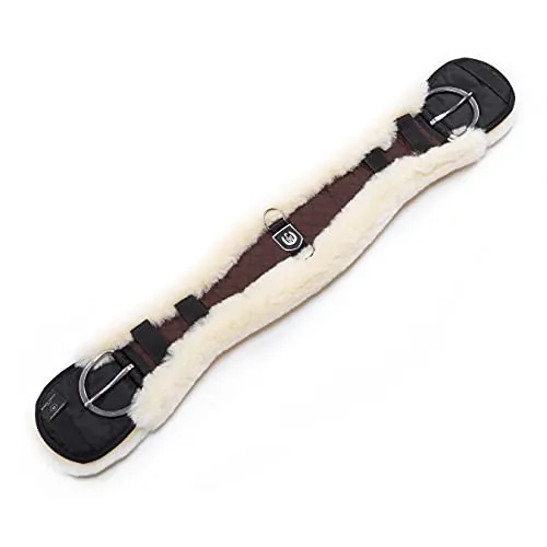 CHRIST Lammfell Western-Sattelgurt KONTURGURT von Werner anatomisch geformter Westerngurt (Kurzgurt), echtes Fell in braun-Natur, Länge 85 cm