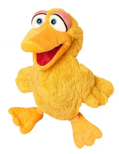 Living Puppets Handpuppe Giesela die Ente - 35 cm, ideal für Kinder und Erwachsene - Handpuppen für kreative Spielstunden, leicht zu bespielen mit Klappmaul-Prinzip, ideal für Pädagogen und Therapeuten, Handwäsche empfohlen.