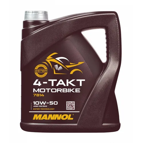MANNOL 4-Takt Motorbike SAE 10W-50 Motorradöl - 4 Liter - Teilsynthetisches Motoröl für Motorräder mit hervorragendem Schutz und Leistung bei verschiedenen Bedingungen, kompatibel mit vielen Marken.