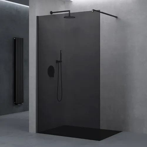 doporro Walk-in-Dusche Duschwand, Schwarz mit Nano Glas - Walk-In Dusche, elegante Duschabtrennung aus 8mm Einscheibensicherheitsglas mit Chromprofil, ideal für modernen Stil und offenen Einstieg.