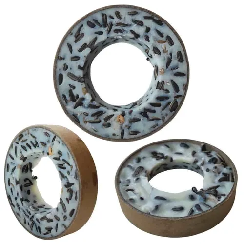 Meisenringe, Klassik-Happen 3 Stück - Wildvogelfutter für freilebende Vögel, energiespendendes Kraftfutter mit hochwertigen Sonnenblumenkerne. Ideal für Weich- und Körnerfresser wie Meisen und Finken.