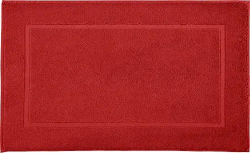 REDBEST Duschvorlage, Badteppich New York rot Größe 50x80 cm - saugstark, sehr strapazierfähig, hautsympathisch, trittweich, 100% Baumwolle