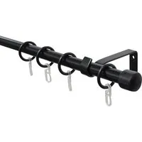 Gardinia Gardinenstangen Set 1-läufig Cap Schwarz ausziehbar