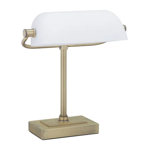 Bankerlampe Schreibtischleuchte - Neigbar und elegant - Lampen für stilvolle Büros, neigbare Bankerlampe aus Milchglas, ideal für eine angenehme Beleuchtung und elegantes Design.