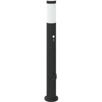Pollerleuchte mit Sensor & Steckdose 80 cm Edelstahl IP44 - Stehleuchte mit integriertem Sensor und praktischer Steckdose, ideal für den Außenbereich und wetterfest nach IP44.