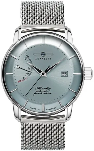 Zeppelin Atlantic 8462M6 Herren Automatikuhr - Silber/Trübes Blau - Elegante Herrenuhr mit automatischem Uhrwerk, hellblauem Ziffernblatt und kratzunempfindlichem Mineralglas. Wasserdicht bis 5 bar, ideal für stilbewusste Männer.