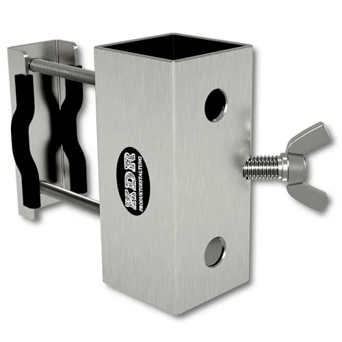 KDR Sonnenschirmhalter Edelstahl – Klemmhalterung ohne Bohren für Geländer Ø 2,5–5 cm & 6×5 cm – Für Sonnenschirme bis Ø 270 cm – Rostfrei und stabil