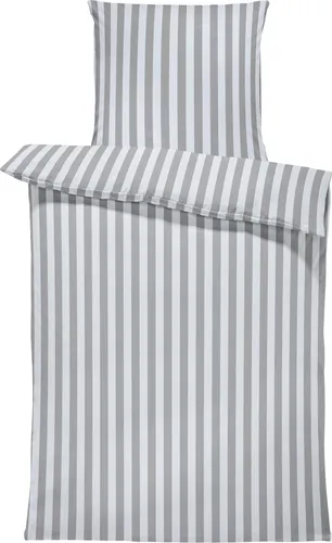 Jersey Bettwäsche kuschelig Weiche Baumwolle Bettbezüge mit Reißverschluss, Größe:135x200 cm, Farbe:Gestreift grau