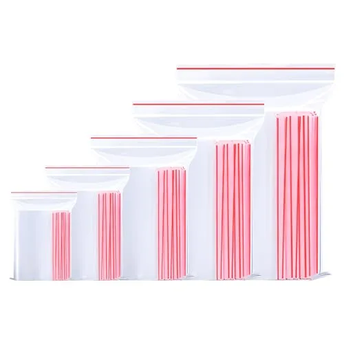 Omtofo 1000 Stück Druckverschlussbeutel, 5 Größen Plastikbeutel Verschließbar Transparent Klein Zip Beutel, PE Polybeutel Reißverschluss Tütchen Zipper Plastikbeutel