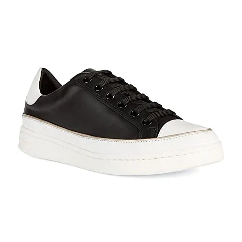 Geox Damen D Jaysen Sneaker - Schwarz White, 39 EU - Damen-Sneaker mit atmungsaktivem Obermaterial aus synthetischem Material und komfortablem Plateauabsatz für ein trendiges Auftreten.
