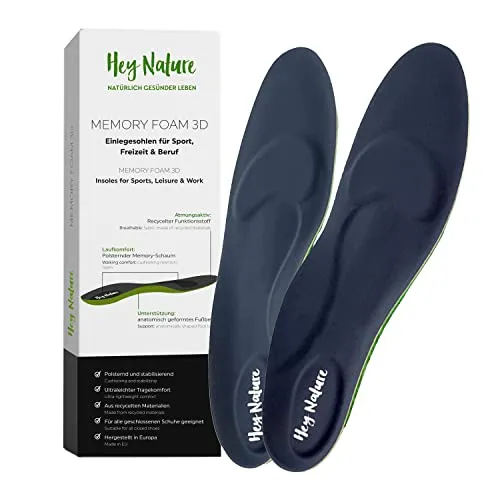 Hey Nature Memory Foam Einlegesohlen/orthopädische Einlegesohlen für Sport, Freizeit & Beruf/Einlegesohlen Arbeitsschuhe/Einlegesohlen Wanderschuhe/Ultraleichte Schuheinlagen aus Europa, 42