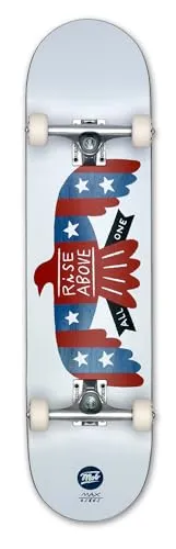 Skateboard Komplettboard Rise 8.0 - USA Stars & Stripes - Cruiserboard aus 7-Ply Ahornholz, ideal für Jugendliche und Erwachsene, mit stylischem USA Stars & Stripes Design für einen coolen Look.