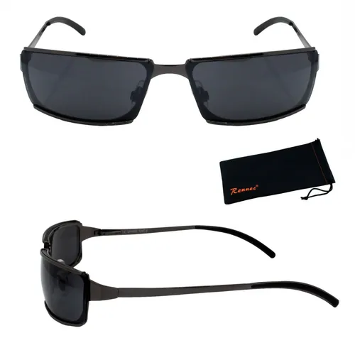 Rennec Sonnenbrille Neo Biker - Schwarz mit getönten Linsen - Sonnenbrillen im Neo-Matrix-Style, bruchsichere Polycarbonat-Gläser, 100% UV 400 Schutz, mit flexiblen Federscharniere für optimalen Tragekomfort.