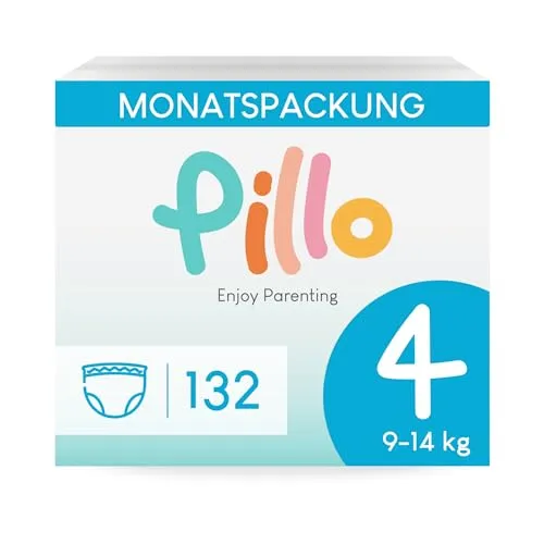 Pillo Windeln Pants 4 - Karton mit 132 Windeln Pants, 6 Packungen mit 22 Windeln Größe 4 - Maxi (9-14 kg) - Windel Pants, Baby Diapers