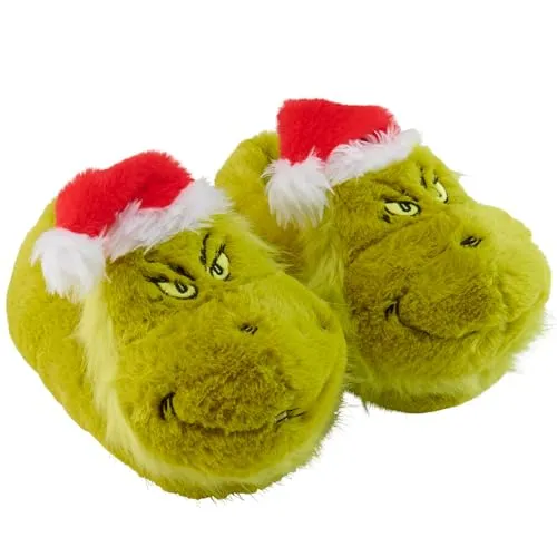 United Labels Grinch 3D Hausschuhe - Plüsch Pantoffeln für Damen und Herren, rutschfest und gemütlich für fröhliche Wintertage
